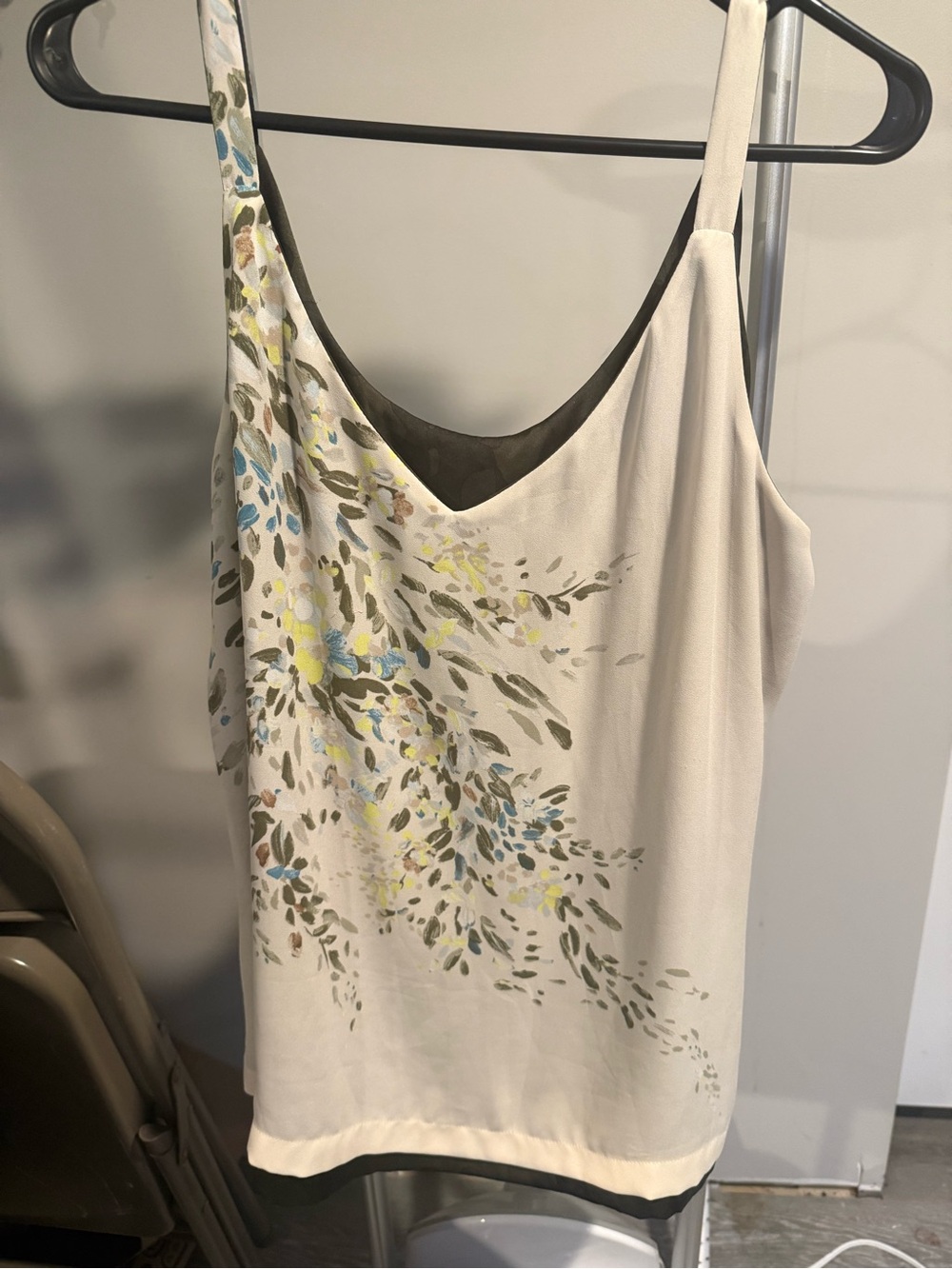 White House Black Market Reversible Cream Floral/ Camouflage Camisole